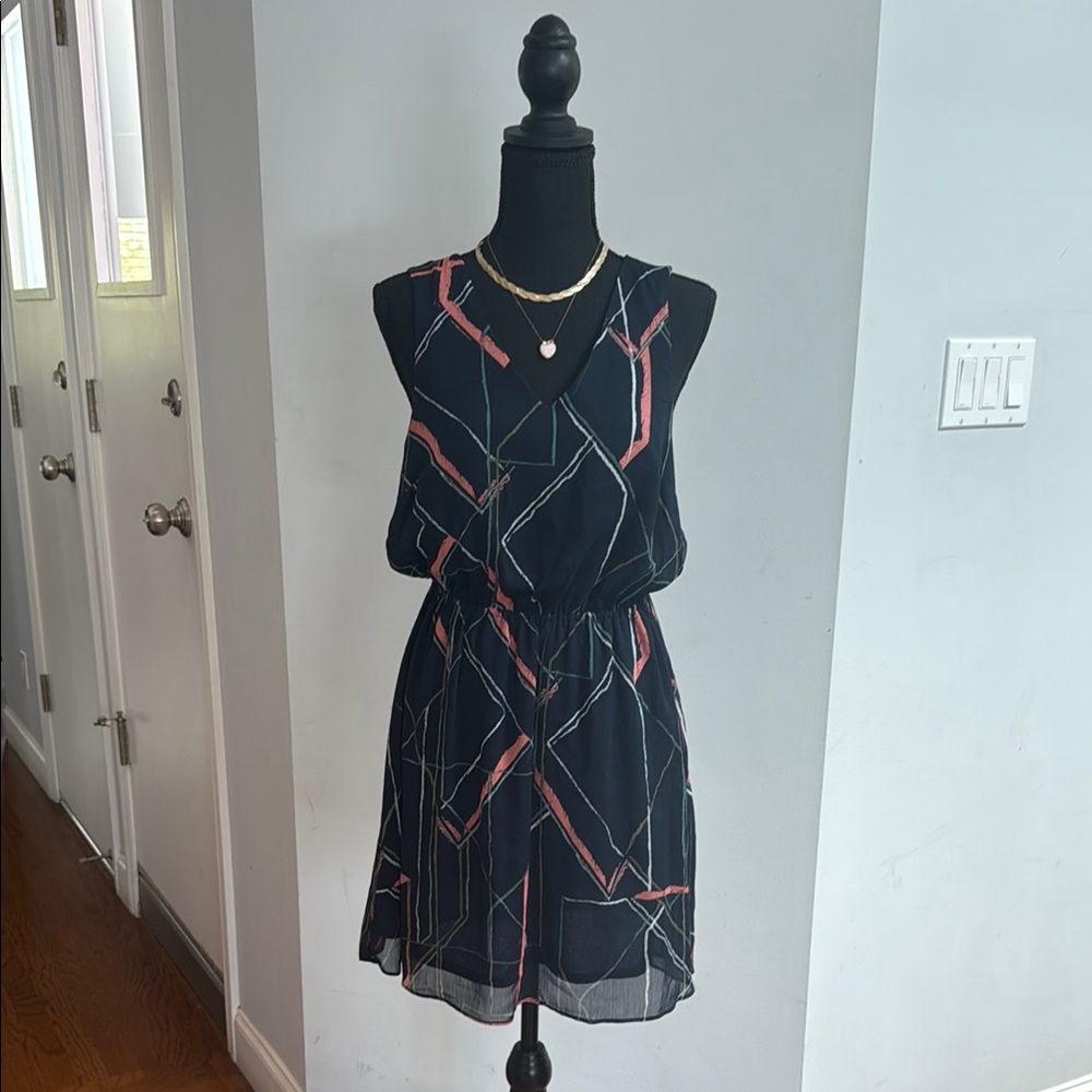 Banana Republic Blue and Black Halter Midi Dress